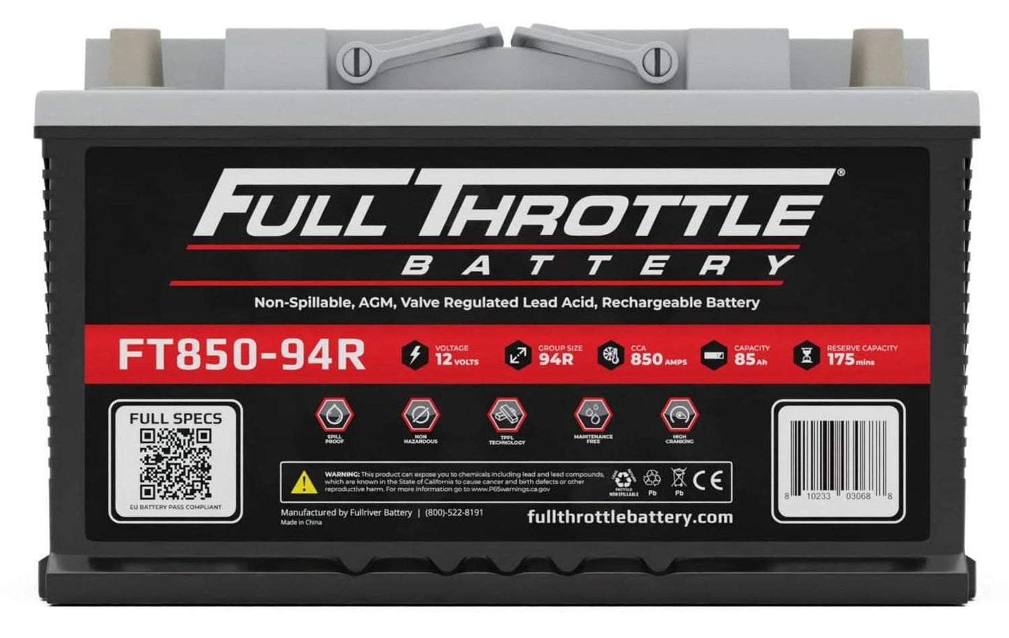 FULLRIVER BATTERY FT850-94R FULL THROTTLE AGM SERIES BATTERY