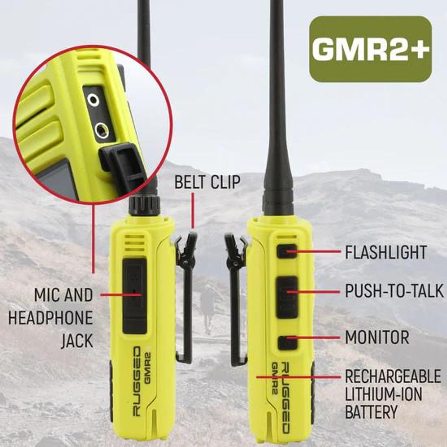 RUGGED RADIOS HIGH VISIBILITY GMR2 PLUS EMERGENCY RADIO BUNDLE