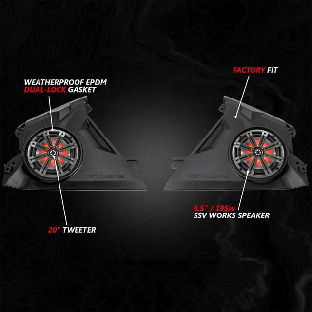 SSV WORKS CAN-AM MAVERICK R PHASE-6 K-SPEC 1650 WATT 6-SPEAKER SYSTEM WITH 6" HORNS