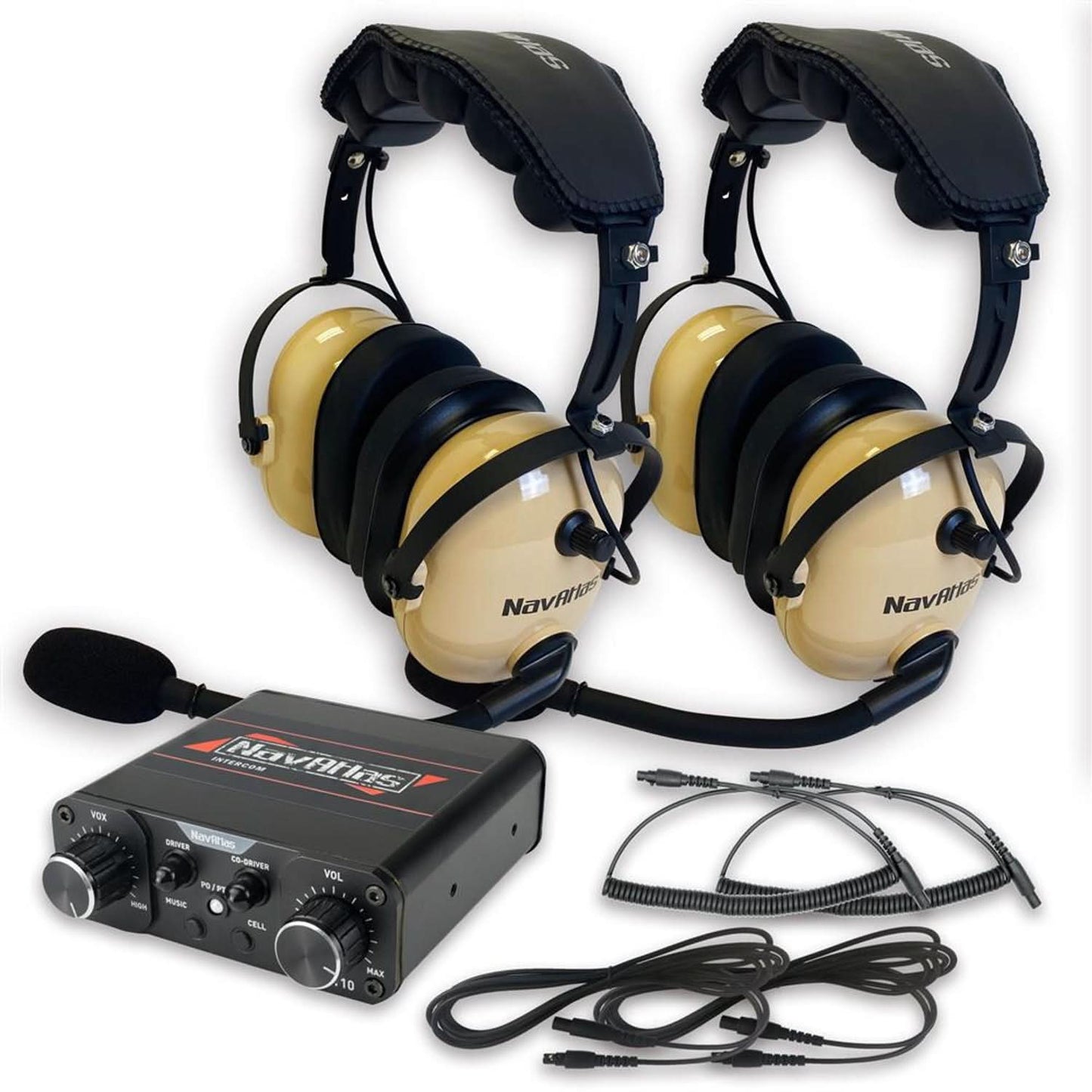 NAVATLAS NNT10 2 - 4 PERSON OFF-ROAD INTERCOM HEADSET AND CABLE BUNDLE (OVER THE HEAD HEADSET)