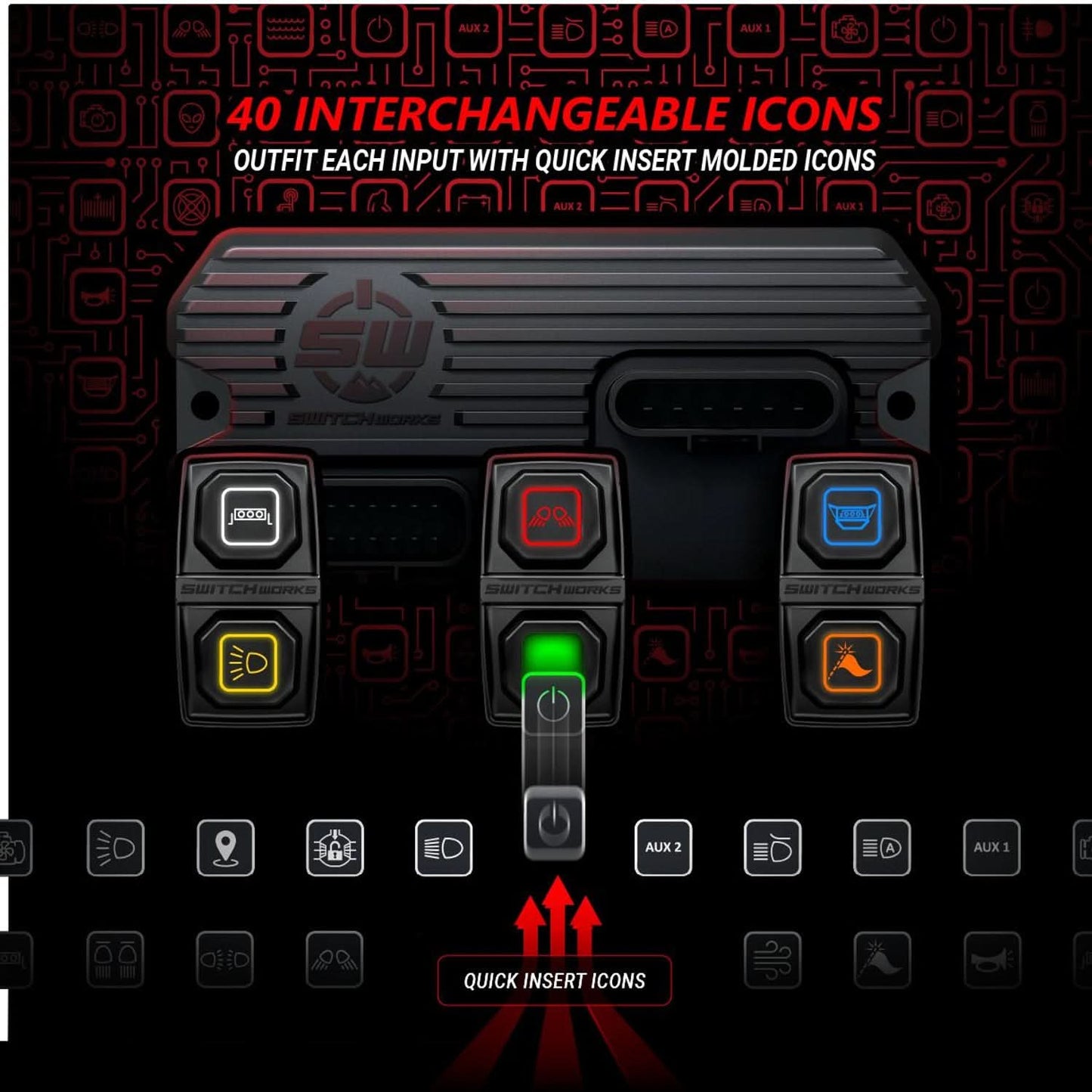 SWITCH WORKS SIERRA6, 6-SWITCH, 3-ROCKER ELECTRONIC ACCESSORY UNIVERSAL SMART SWITCHER BY SSV WORKS