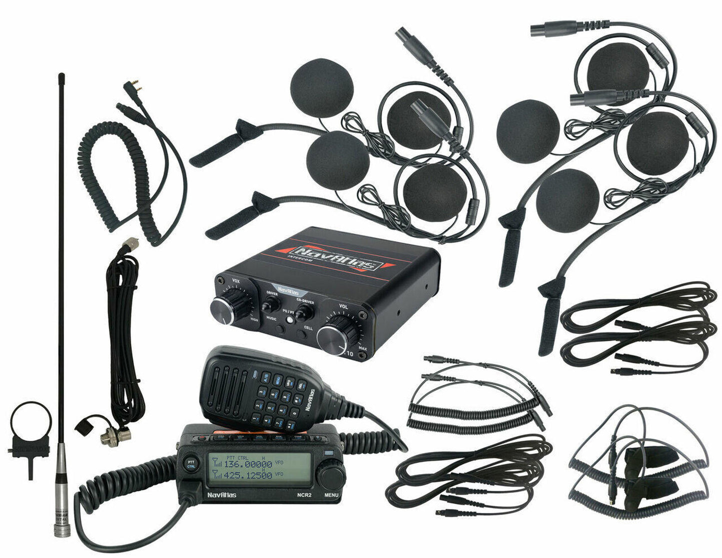 NAVATLAS NIRIH4 INTERCOM AND HELMET HEADSET RADIO KIT (4-PERSON)