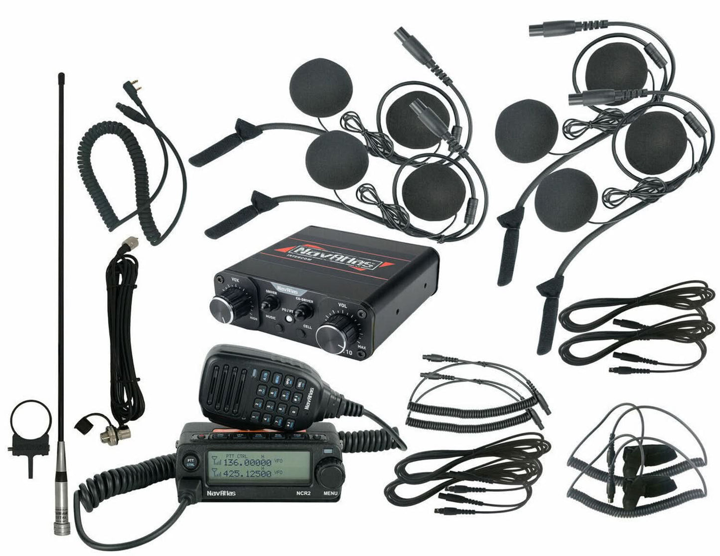 NAVATLAS NIRIH4 INTERCOM AND HELMET HEADSET RADIO KIT (4-PERSON)