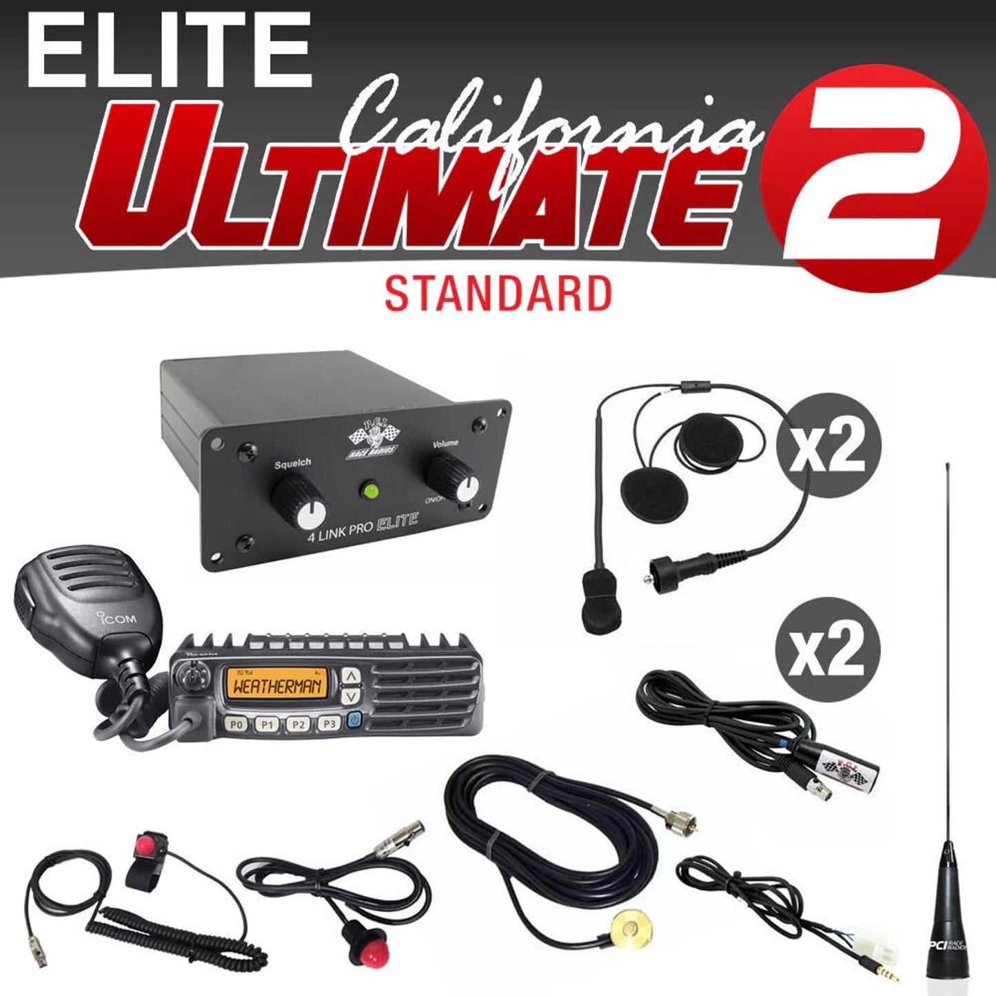 PCI RACE RADIOS ELITE CALIFORNIA ULTIMATE PACKAGE INTERCOM AND HELMET WIRING KIT