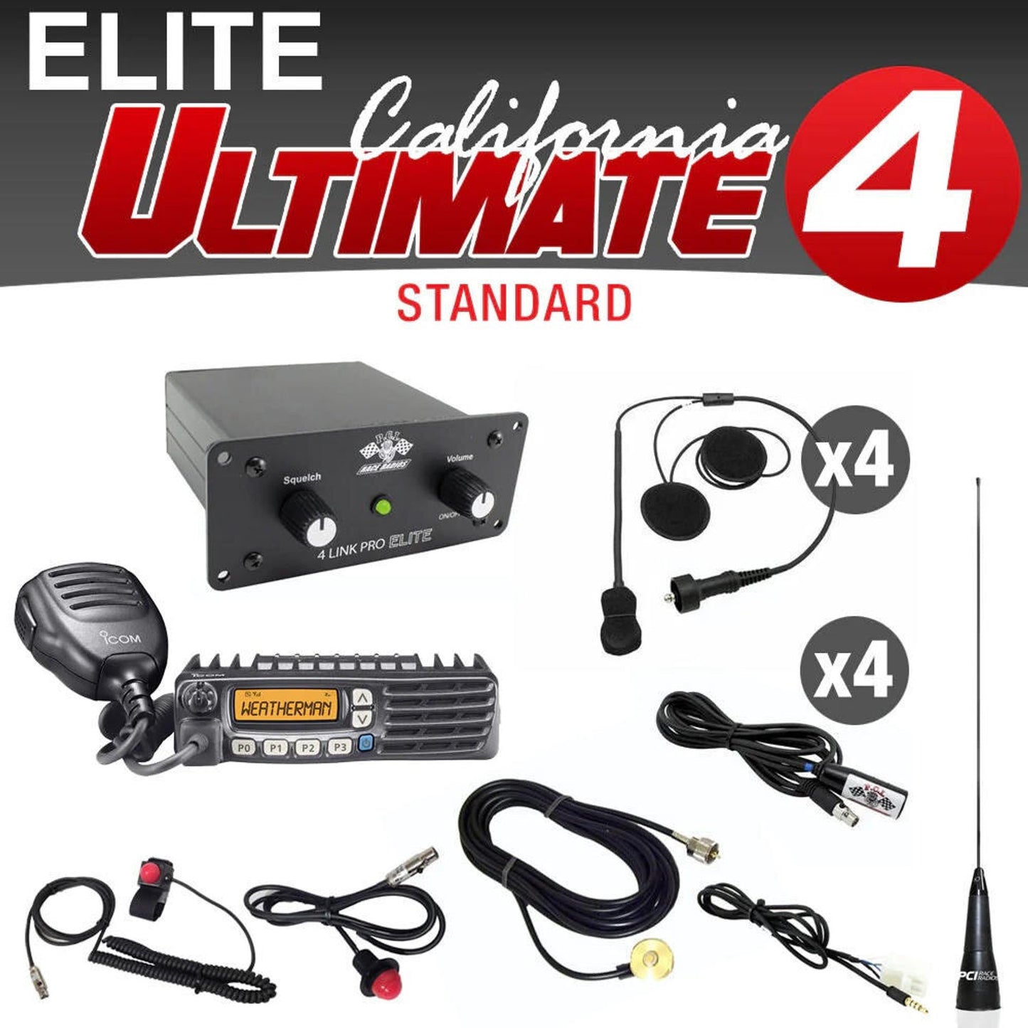 PCI RACE RADIOS ELITE CALIFORNIA ULTIMATE PACKAGE INTERCOM AND HELMET WIRING KIT
