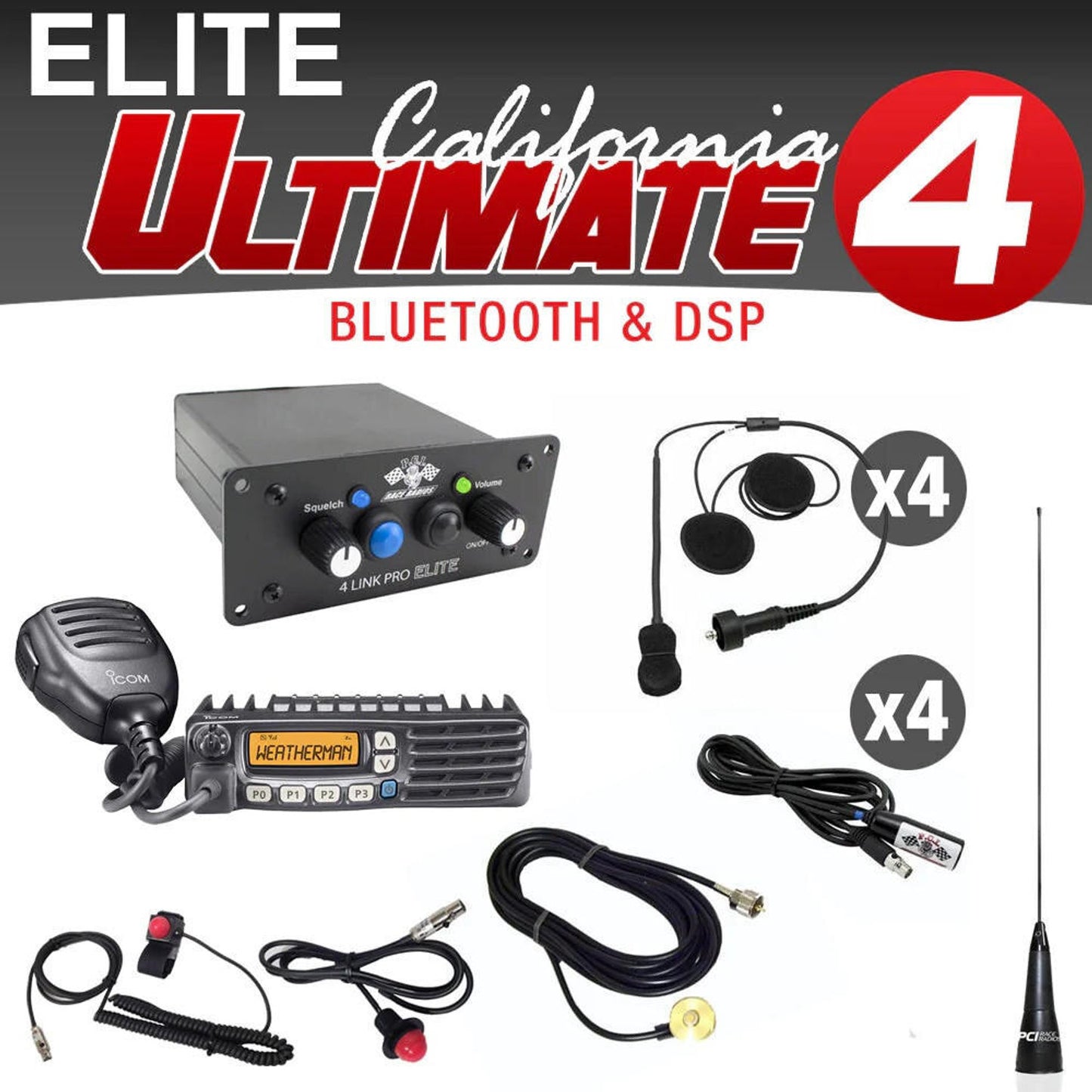 PCI RACE RADIOS ELITE CALIFORNIA ULTIMATE PACKAGE INTERCOM AND HELMET WIRING KIT
