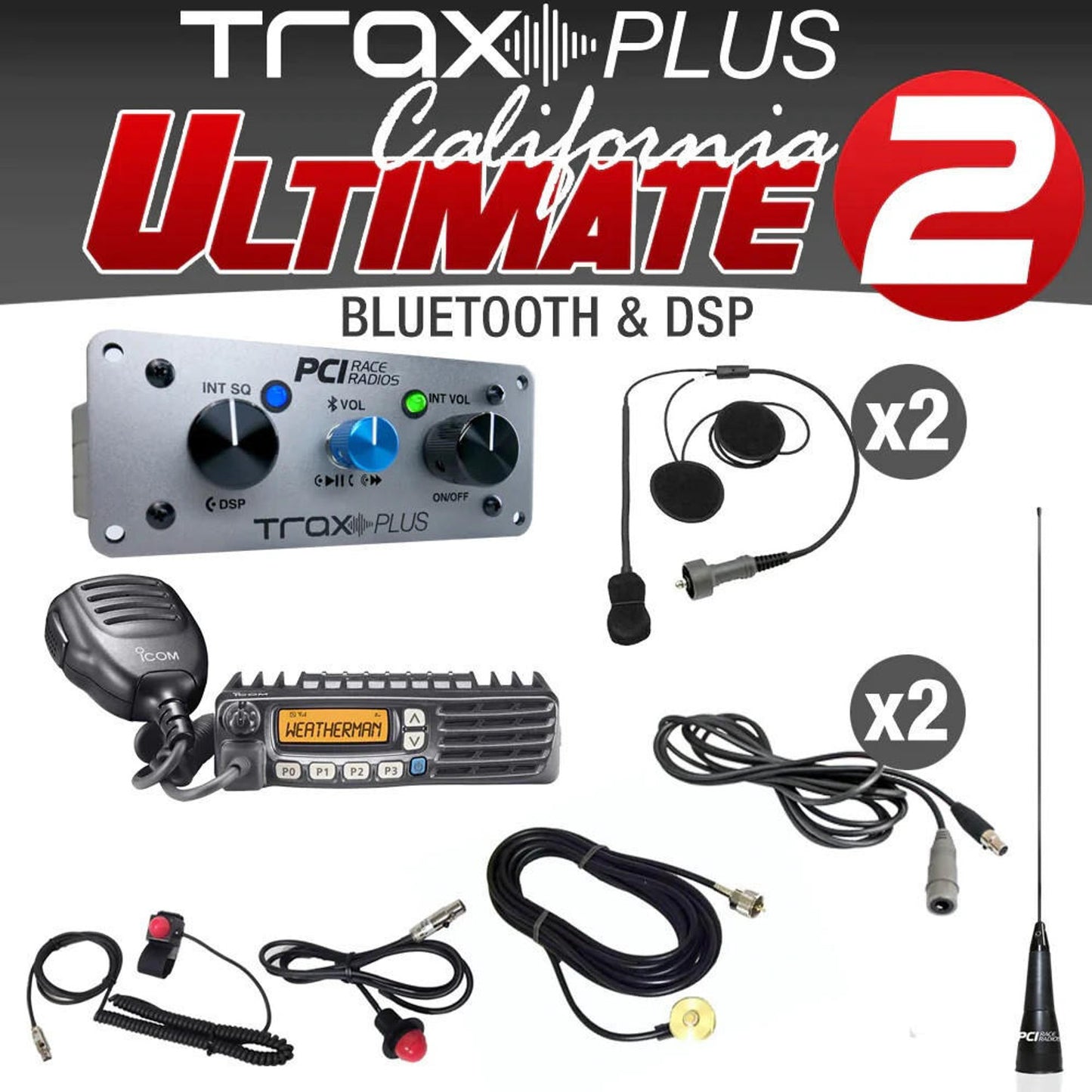 PCI RACE RADIOS TRAX PLUS CALIFORNIA ULTIMATE PACKAGE INTERCOM, RADIO AND HEADSET KIT