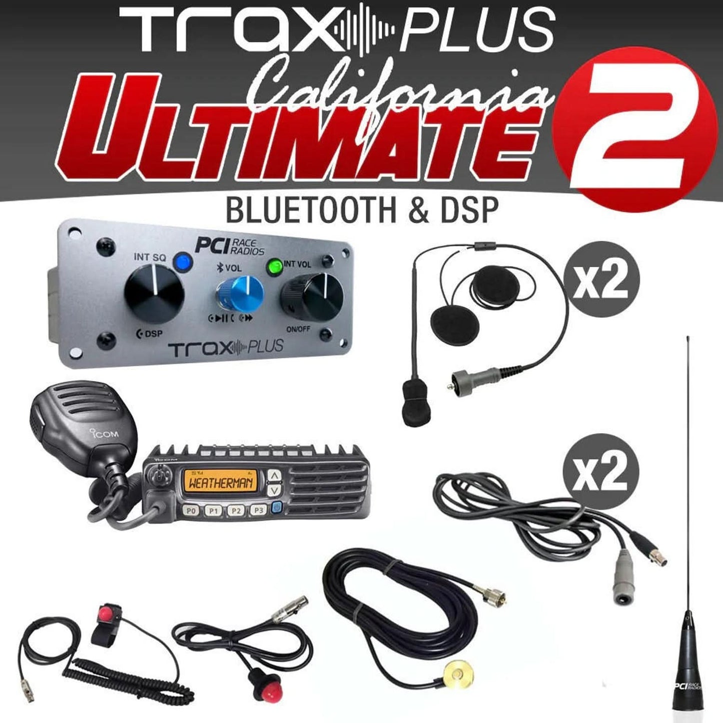 PCI RACE RADIOS TRAX PLUS CALIFORNIA ULTIMATE PACKAGE  INTERCOM, RADIO AND HEADSET KIT