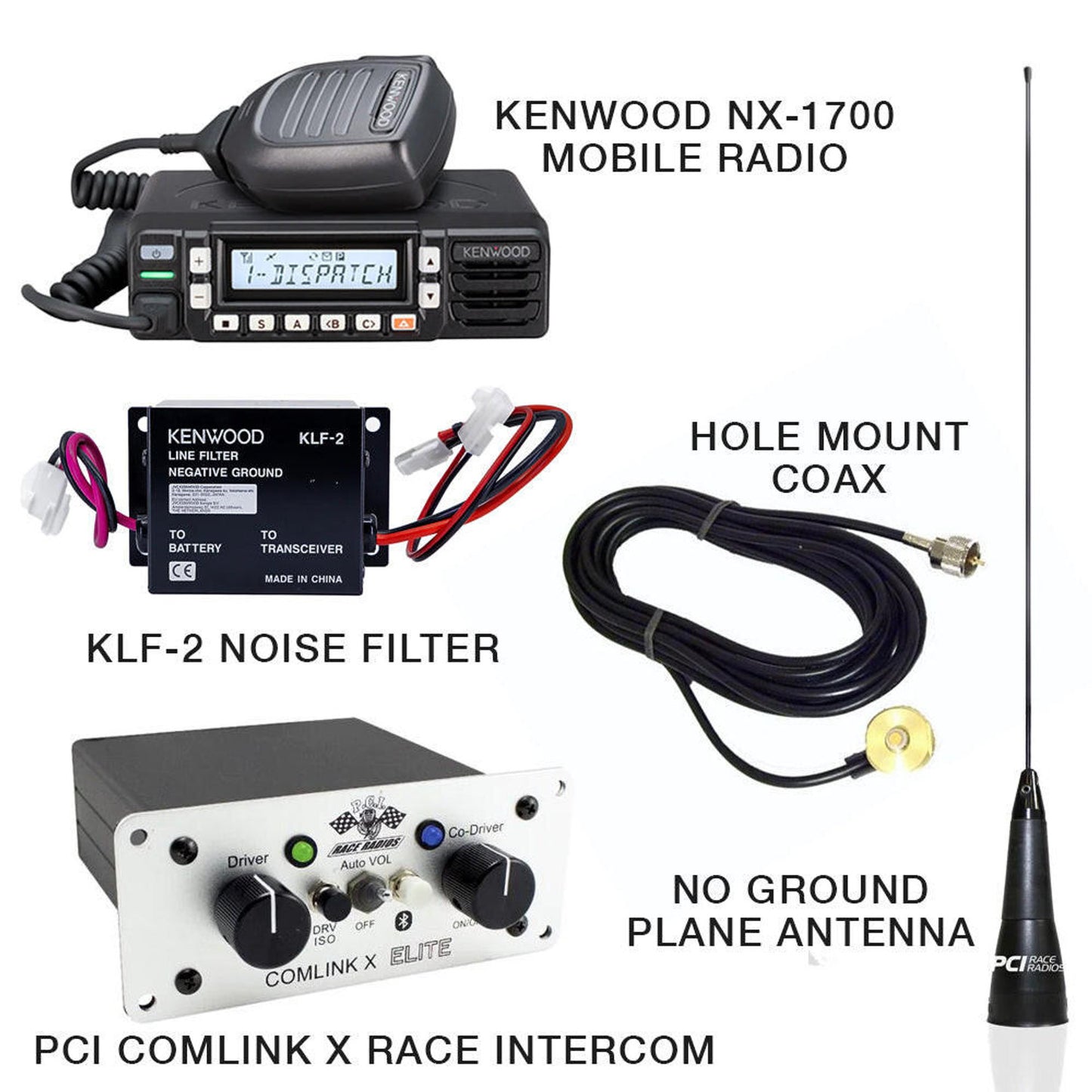 PCI RACE RADIOS COMLINK X AND KENWOOD NX-1700 RACE PACKAGE