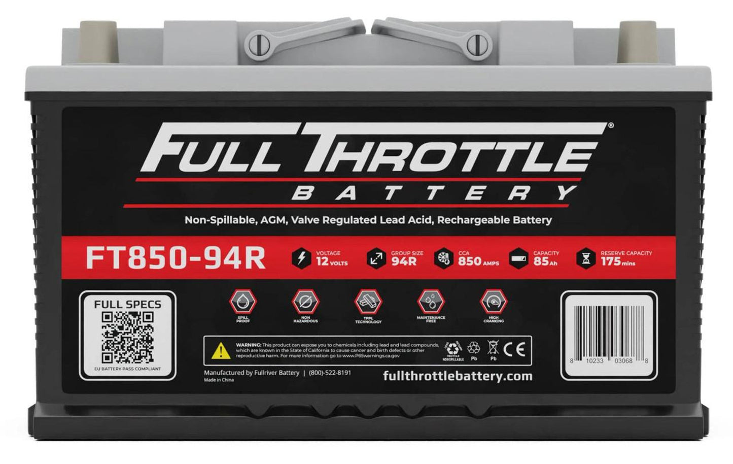 FULLRIVER BATTERY FT850-94R FULL THROTTLE AGM SERIES BATTERY