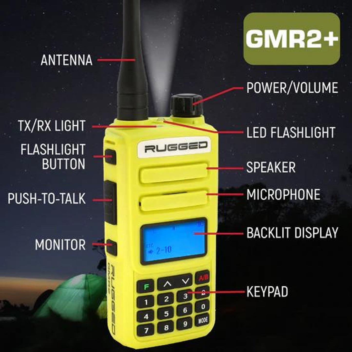 RUGGED RADIOS HIGH VISIBILITY GMR2 PLUS EMERGENCY RADIO BUNDLE