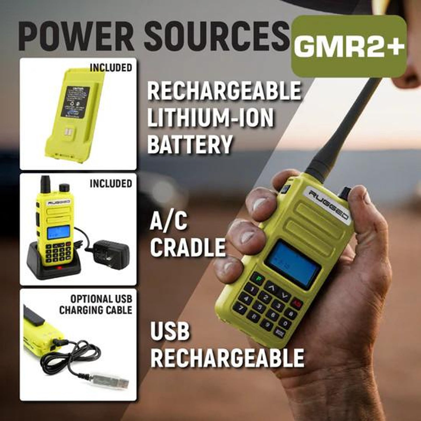 RUGGED RADIOS HIGH VISIBILITY GMR2 PLUS EMERGENCY RADIO BUNDLE