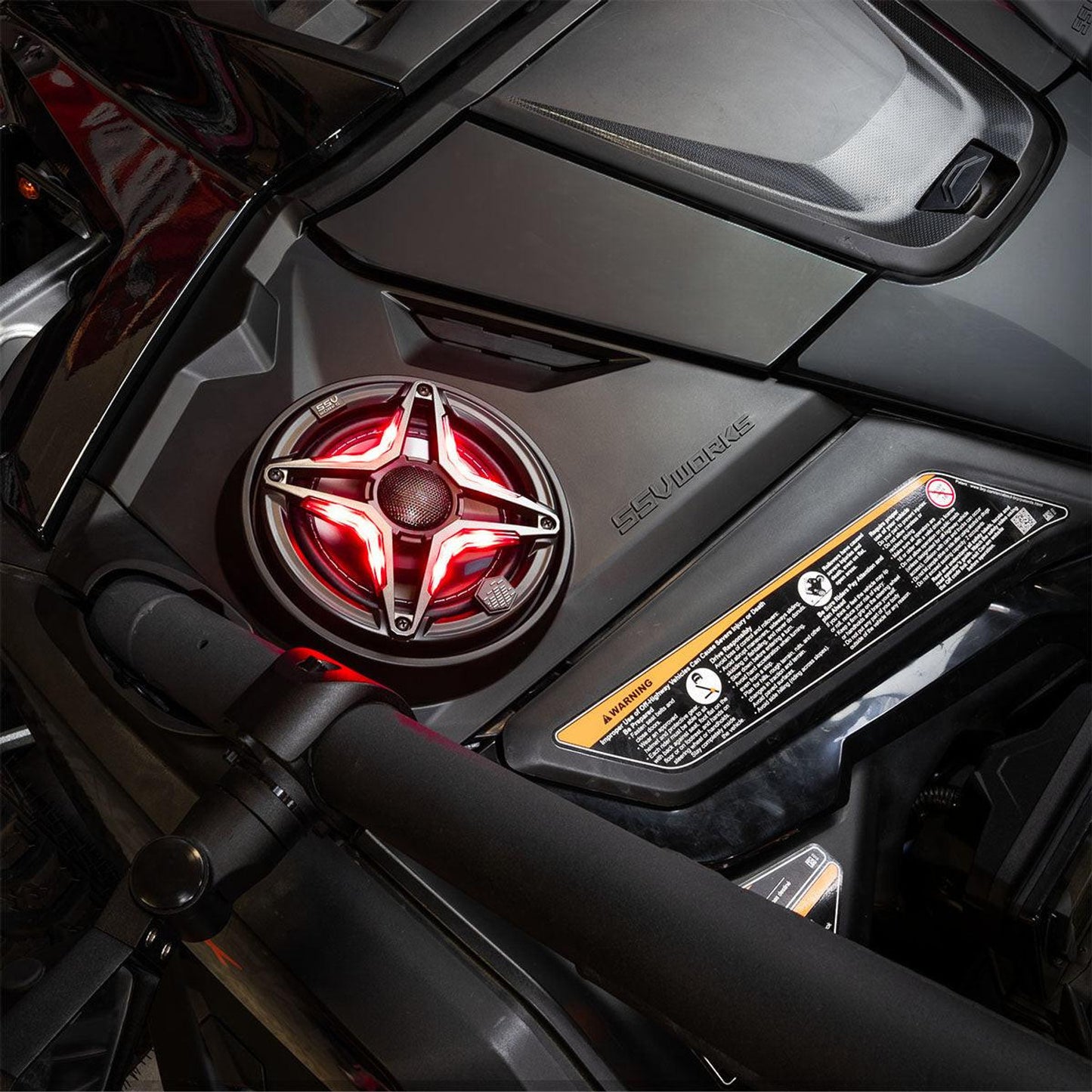 SSV WORKS CAN-AM MAVERICK R PHASE-6 K-SPEC 1650 WATT 6-SPEAKER SYSTEM WITH 6" HORNS