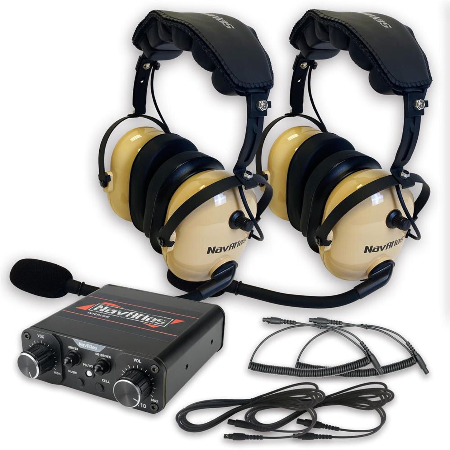 NAVATLAS NNT10 2 - 4 PERSON OFF-ROAD INTERCOM HEADSET AND CABLE BUNDLE (OVER THE HEAD HEADSET)