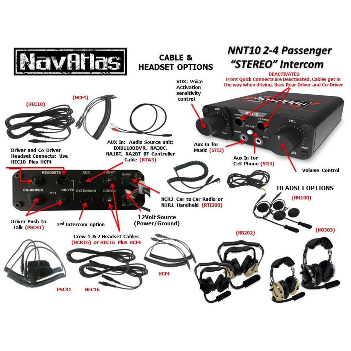NAVATLAS NNT10 4 PERSON INTERCOM AND RADIO BUNDLE (BEHIND THE HEAD HEADSET)