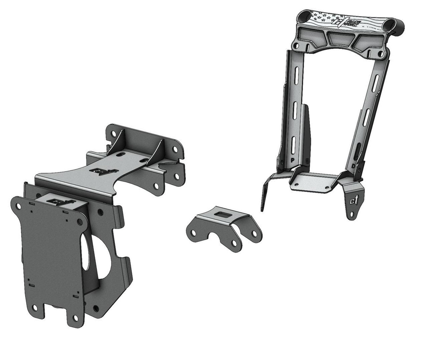 Can-Am Maverick X3 gusset and shock mount kit components for enhanced vehicle protection and performance.