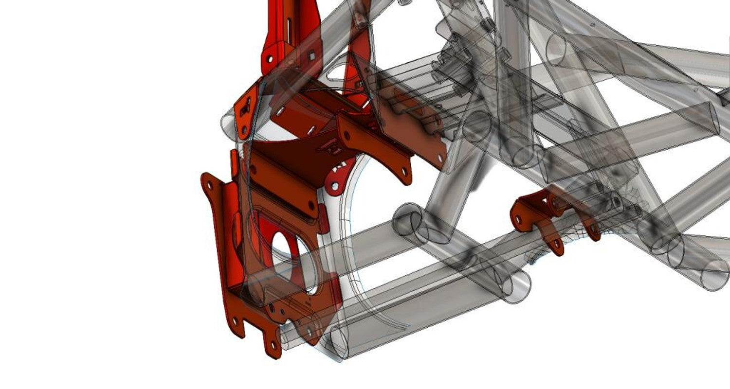 CT Race Worx Can-Am Maverick X3 Bombproof Gusset and Shock Mount Kit close-up view showing detailed design and structure.