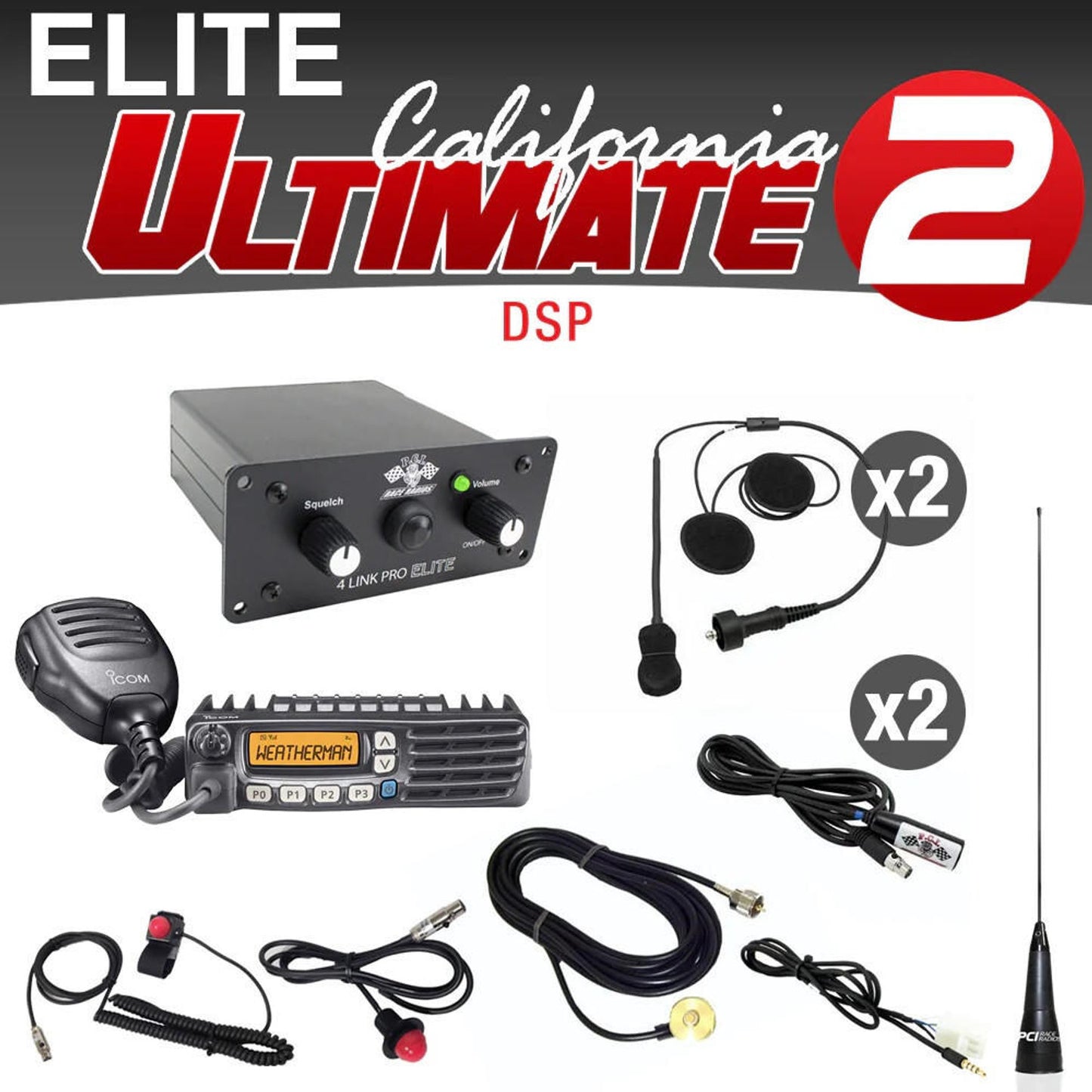 PCI RACE RADIOS ELITE CALIFORNIA ULTIMATE PACKAGE  INTERCOM AND HELMET WIRING KIT