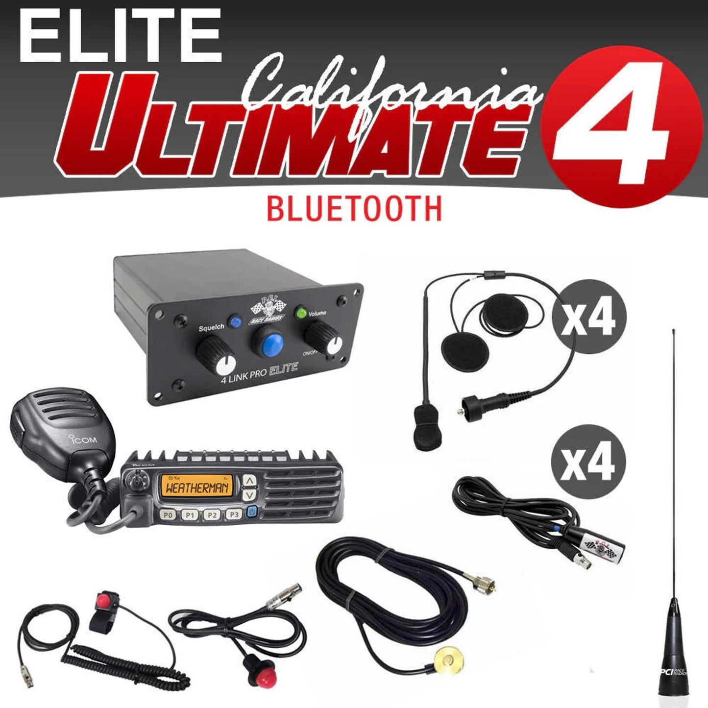 PCI RACE RADIOS ELITE CALIFORNIA ULTIMATE PACKAGE  INTERCOM AND HELMET WIRING KIT