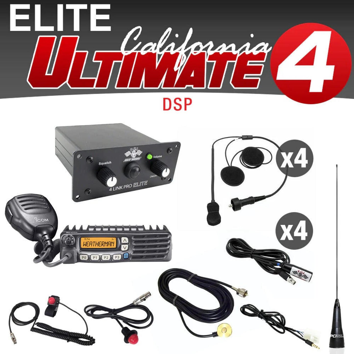PCI RACE RADIOS ELITE CALIFORNIA ULTIMATE PACKAGE  INTERCOM AND HELMET WIRING KIT
