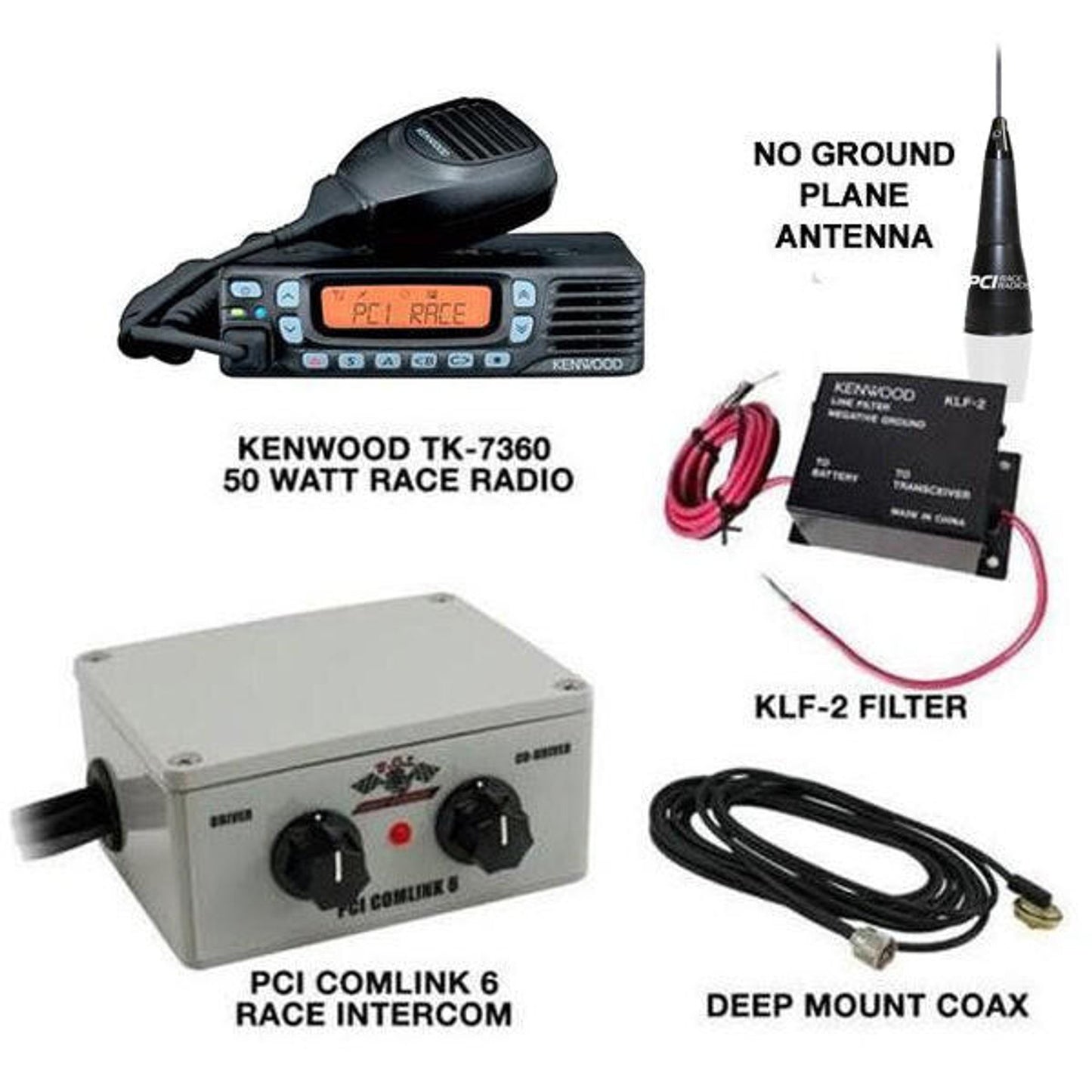 PCI RACE RADIOS KENWOOD TK-7360 COMLINK 6 INTERCOM RACE PACKAGE