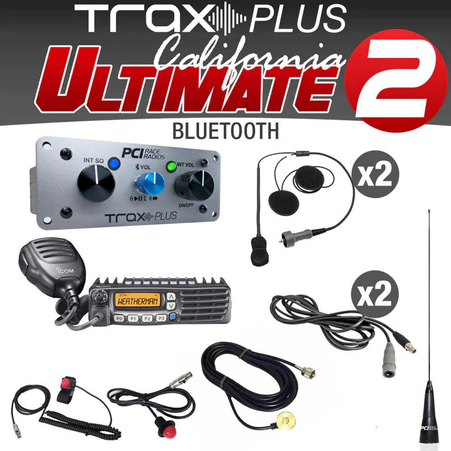 PCI RACE RADIOS TRAX PLUS CALIFORNIA ULTIMATE PACKAGE  INTERCOM, RADIO AND HEADSET KIT