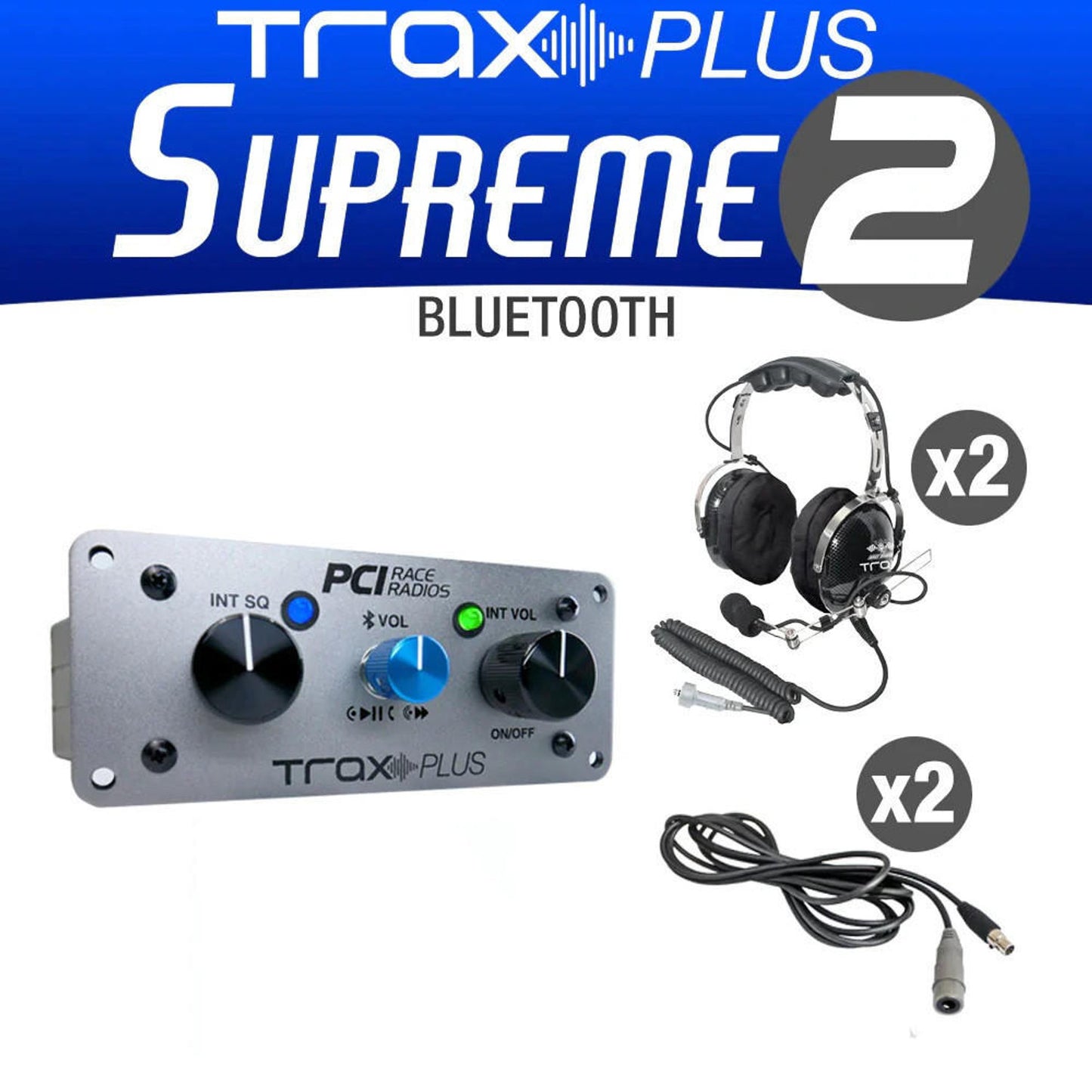 PCI RACE RADIOS TRAX PLUS SUPREME PACKAGE  INTERCOM AND HEADSET KIT