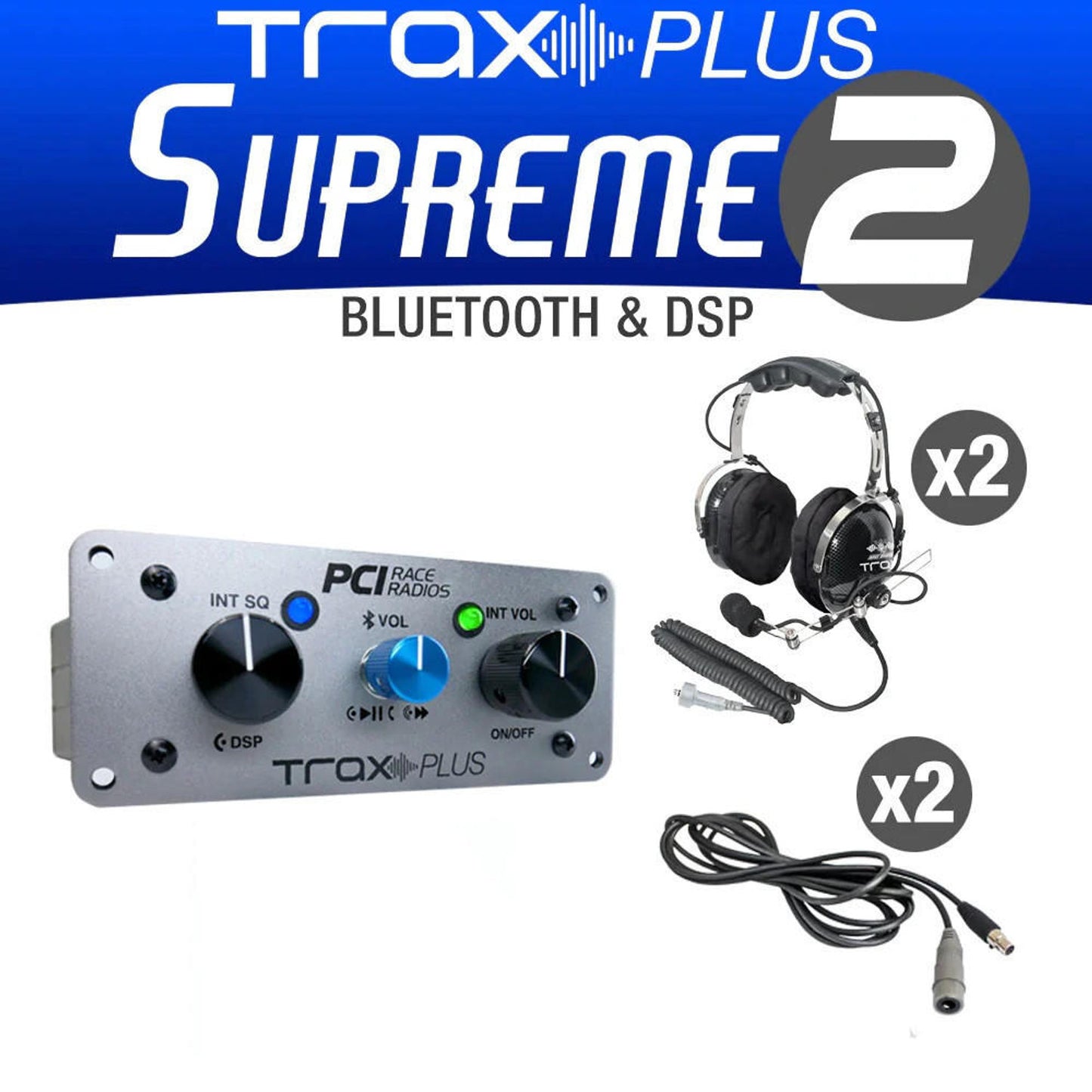 PCI RACE RADIOS TRAX PLUS SUPREME PACKAGE  INTERCOM AND HEADSET KIT