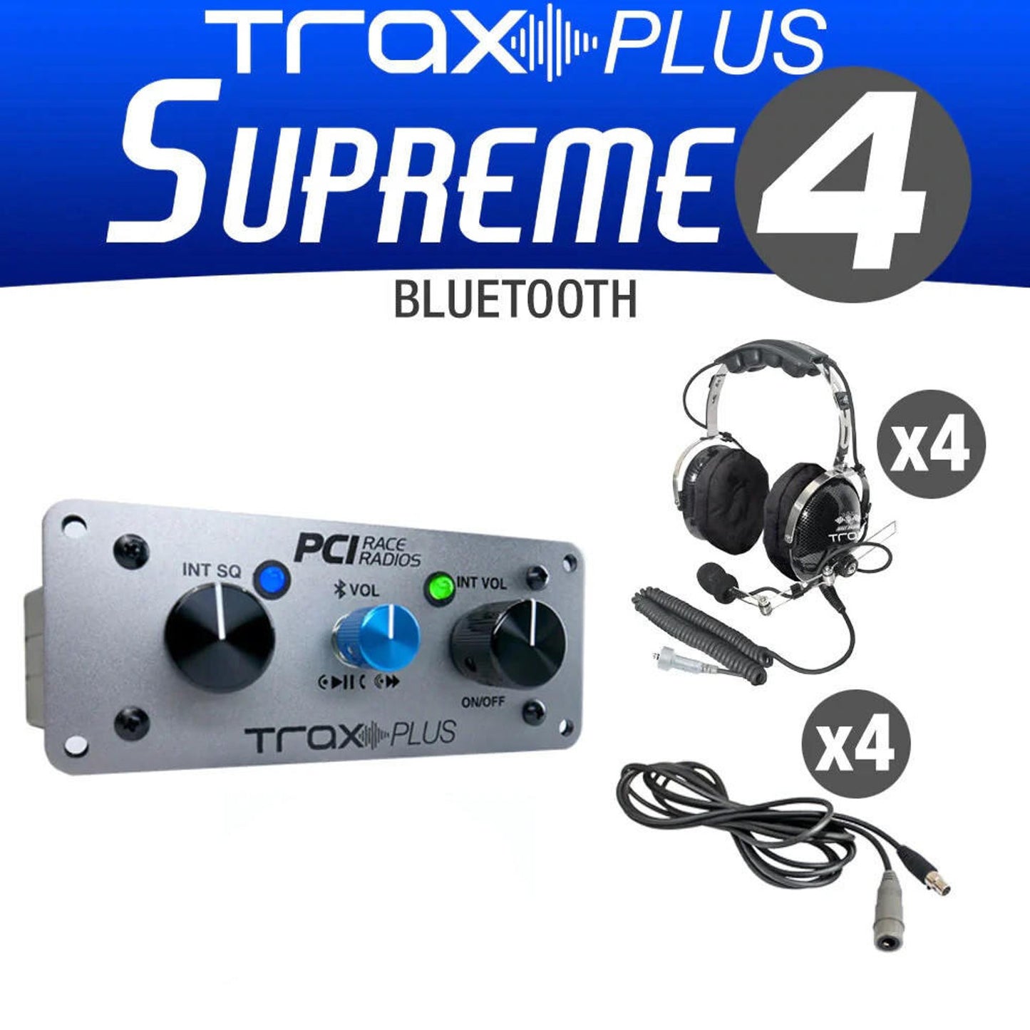 PCI RACE RADIOS TRAX PLUS SUPREME PACKAGE  INTERCOM AND HEADSET KIT