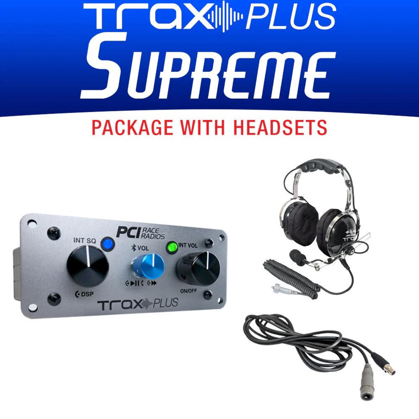 PCI RACE RADIOS TRAX PLUS SUPREME PACKAGE  INTERCOM AND HEADSET KIT