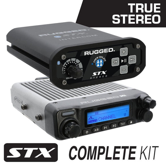 RUGGED RADIOS STX STEREO COMPLETE MASTER COMMUNICATION KIT WITH INTERCOM AND 2-WAY RADIO